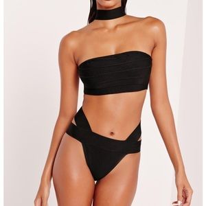 Misguided black bandage choker bandeau bikini set